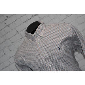 Polo Ralph Lauren Shirt Mens Size XL Blue Orange Black Dress Button Up Cotton